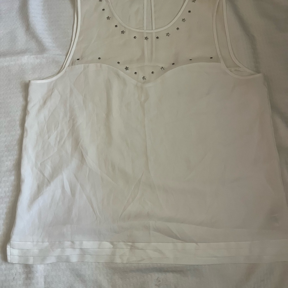 American Eagle Outfitters White Tank Top with Star Details